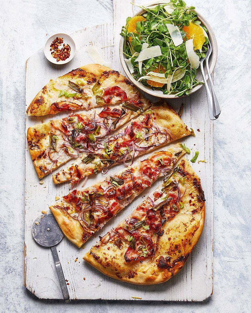Smoked Pancetta Pizza with Onions