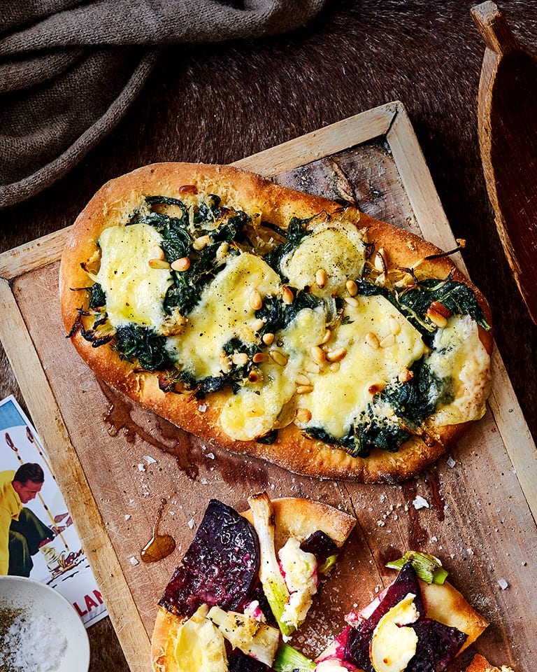 Spinach and Pine Nut Pinsa Romana