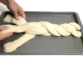 Three rolled strands of dough