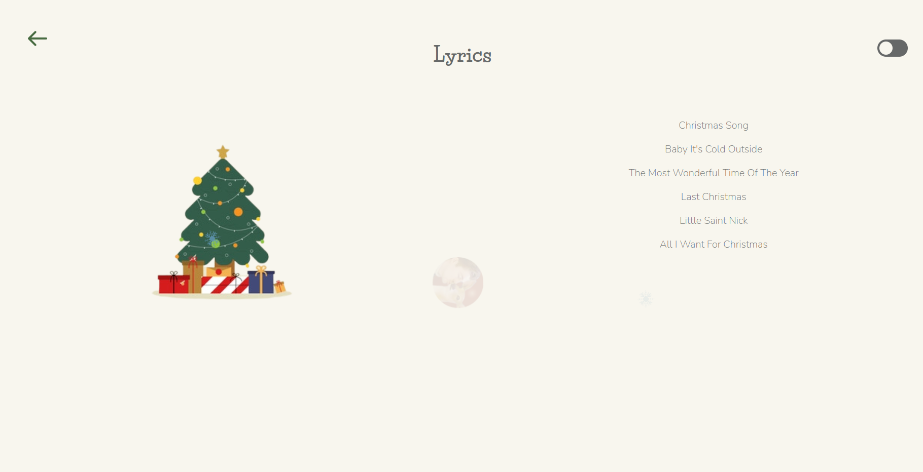 Lyrics landing page