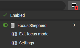 Exiting focus mode in the Focus Shepherd menu in TamperMonkey