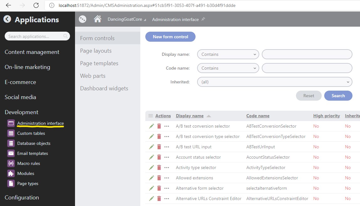 Administration Interface