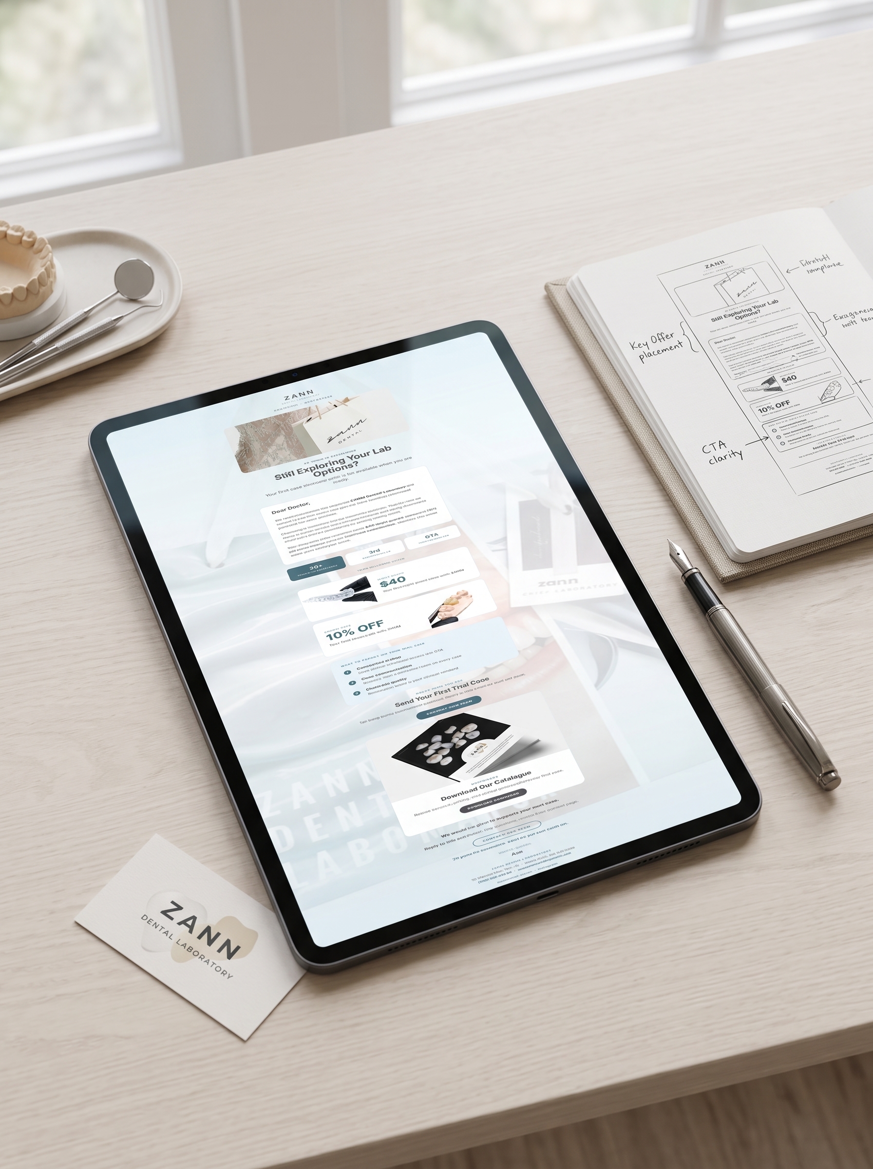 Zann Dental Laboratory email campaign mockup