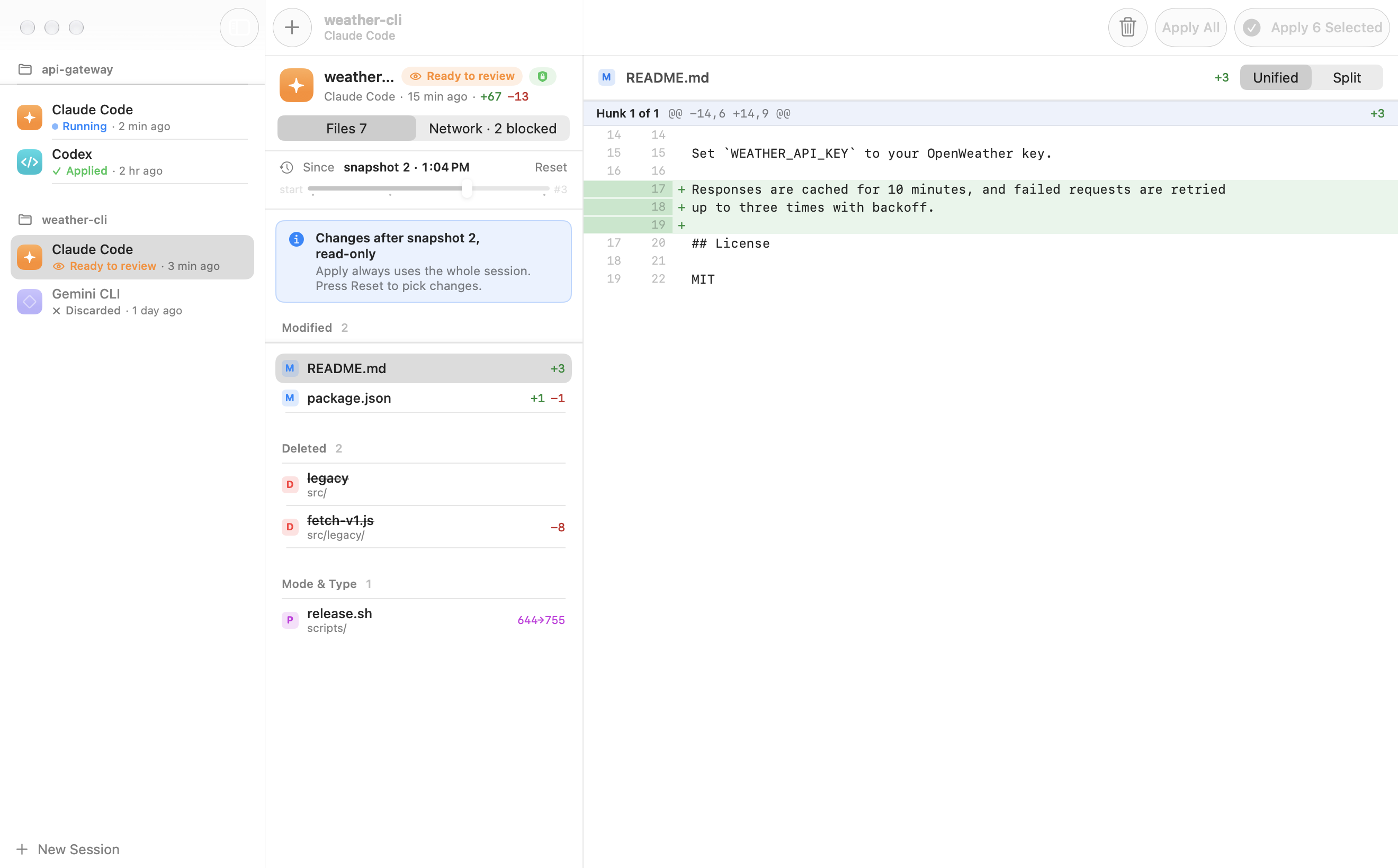 Timeline: changes after snapshot 2