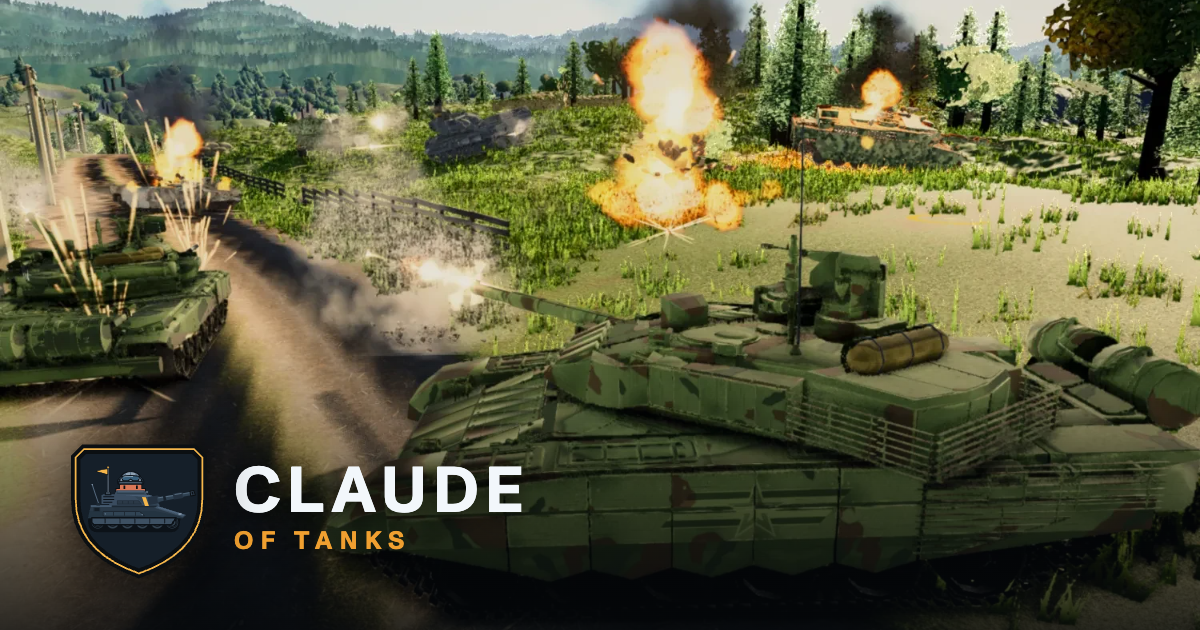 Claude of Tanks armored battle with the crest badge and wordmark