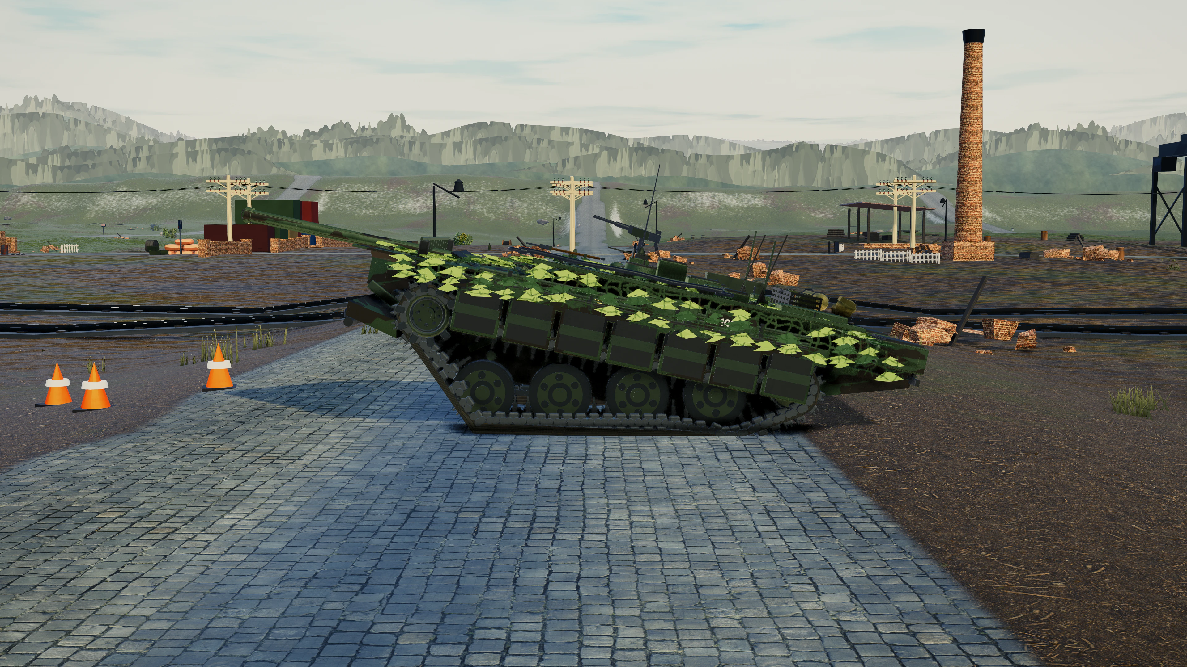 Stridsvagn 103 using hydropneumatic suspension to aim on a slope