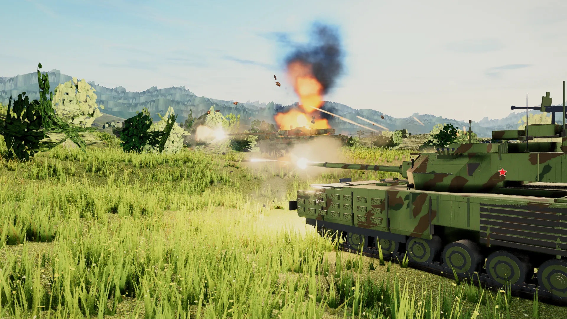 Challenger 1 leading a green battlefield attack