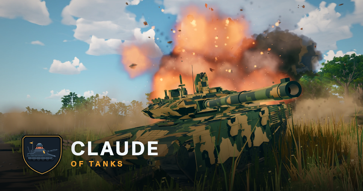 Claude of Tanks armored battle with the crest badge and wordmark