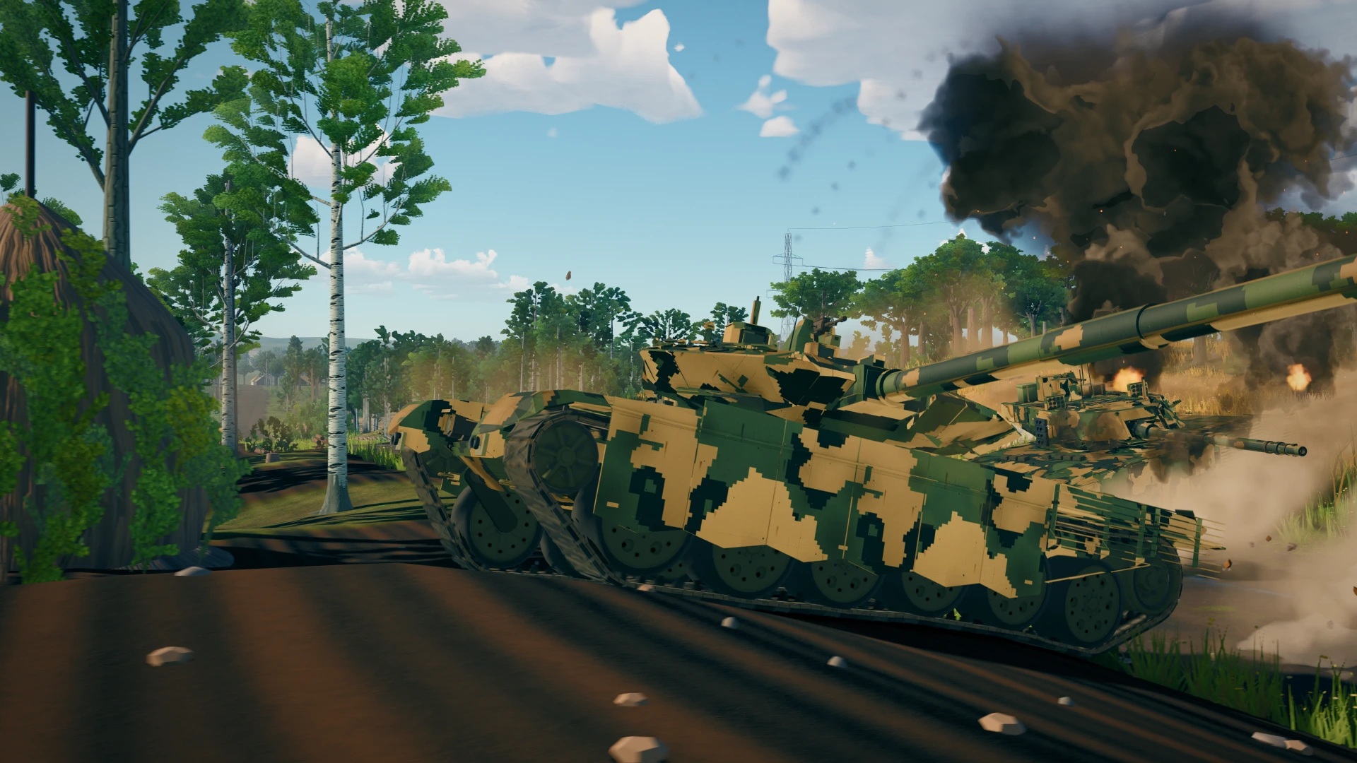 A T-90SM wedge assaults through the burning fields