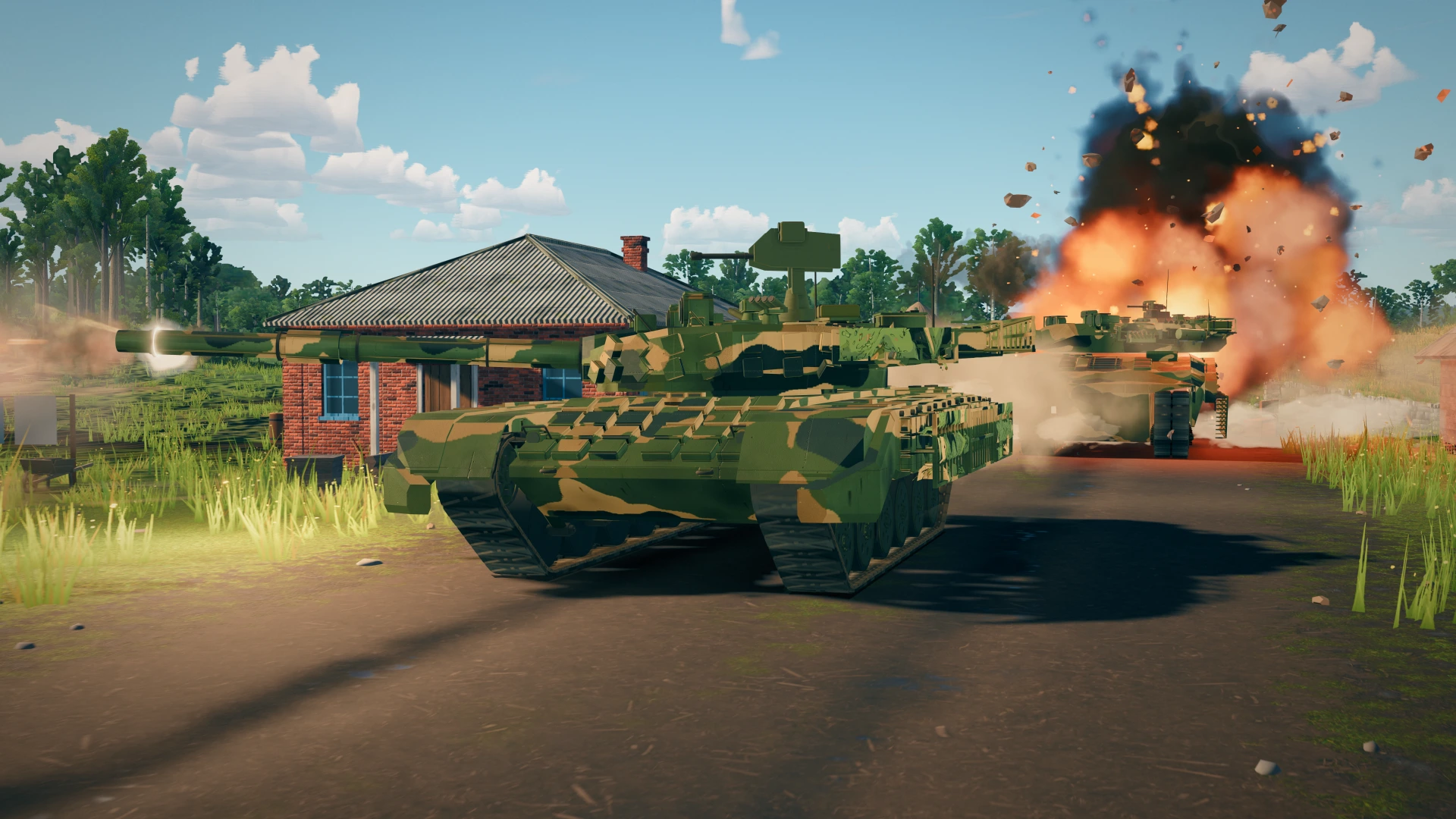 A T-80U Husarz and a PL-01 hold the village crossroads