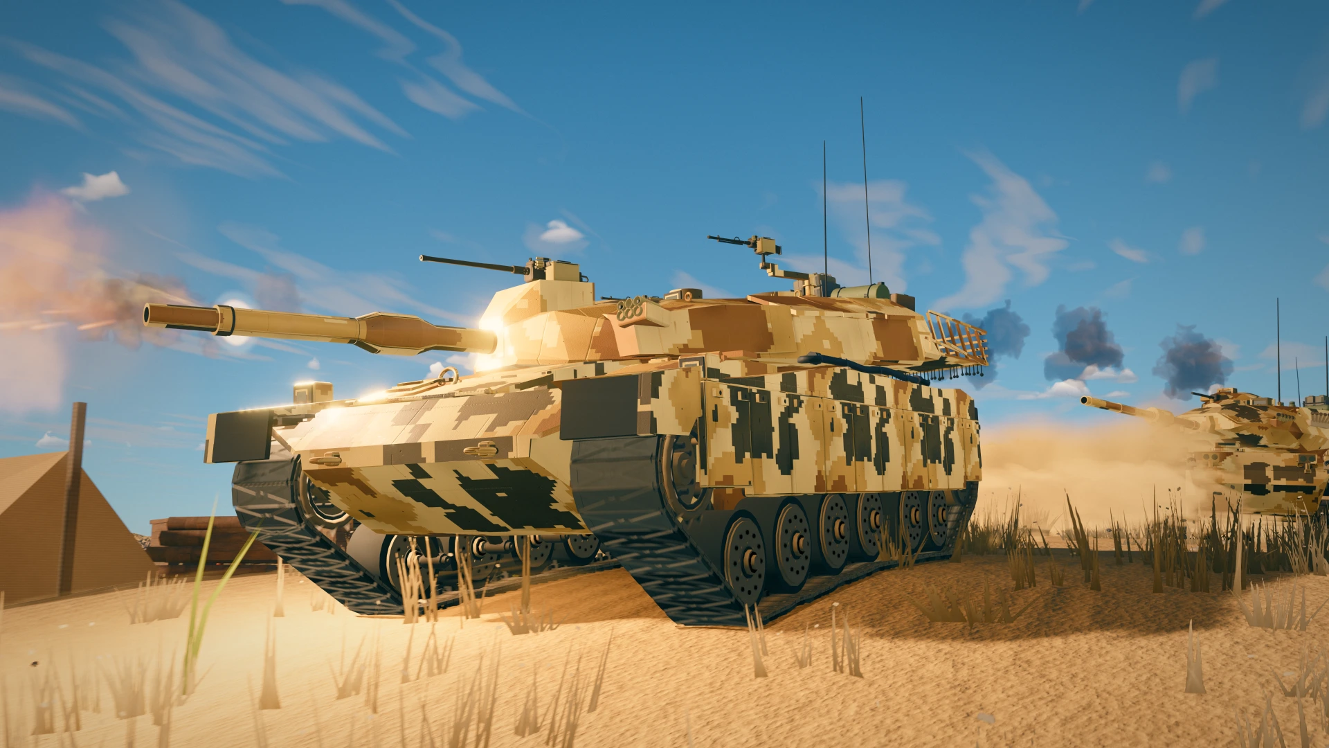 A Merkava Mk 3D fires at Sunscar Oasis