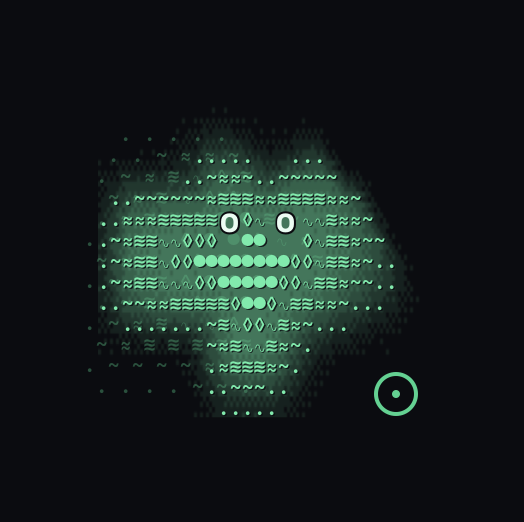 orb.fly: the blob parked beside its target ring, acting