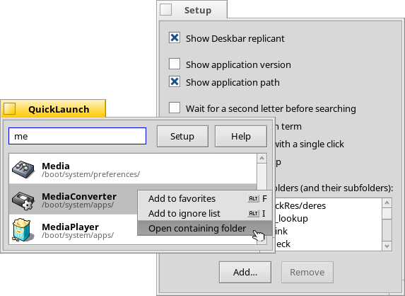 QuickLaunch windows