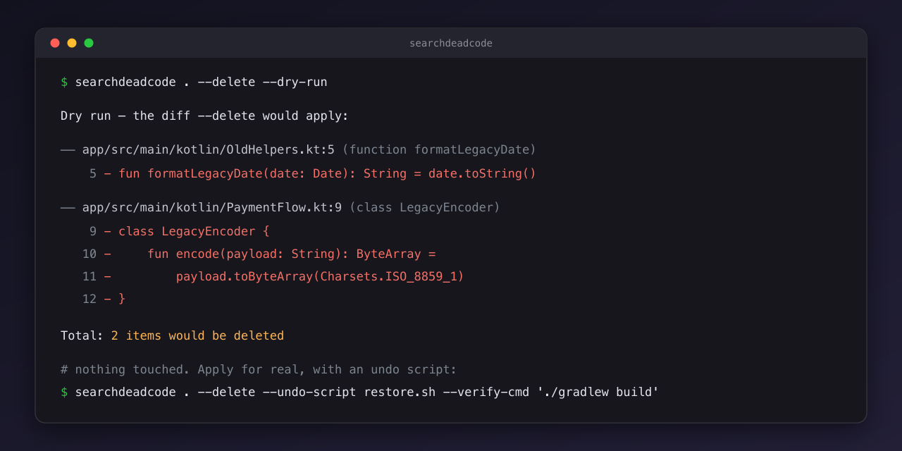 dry-run delete preview