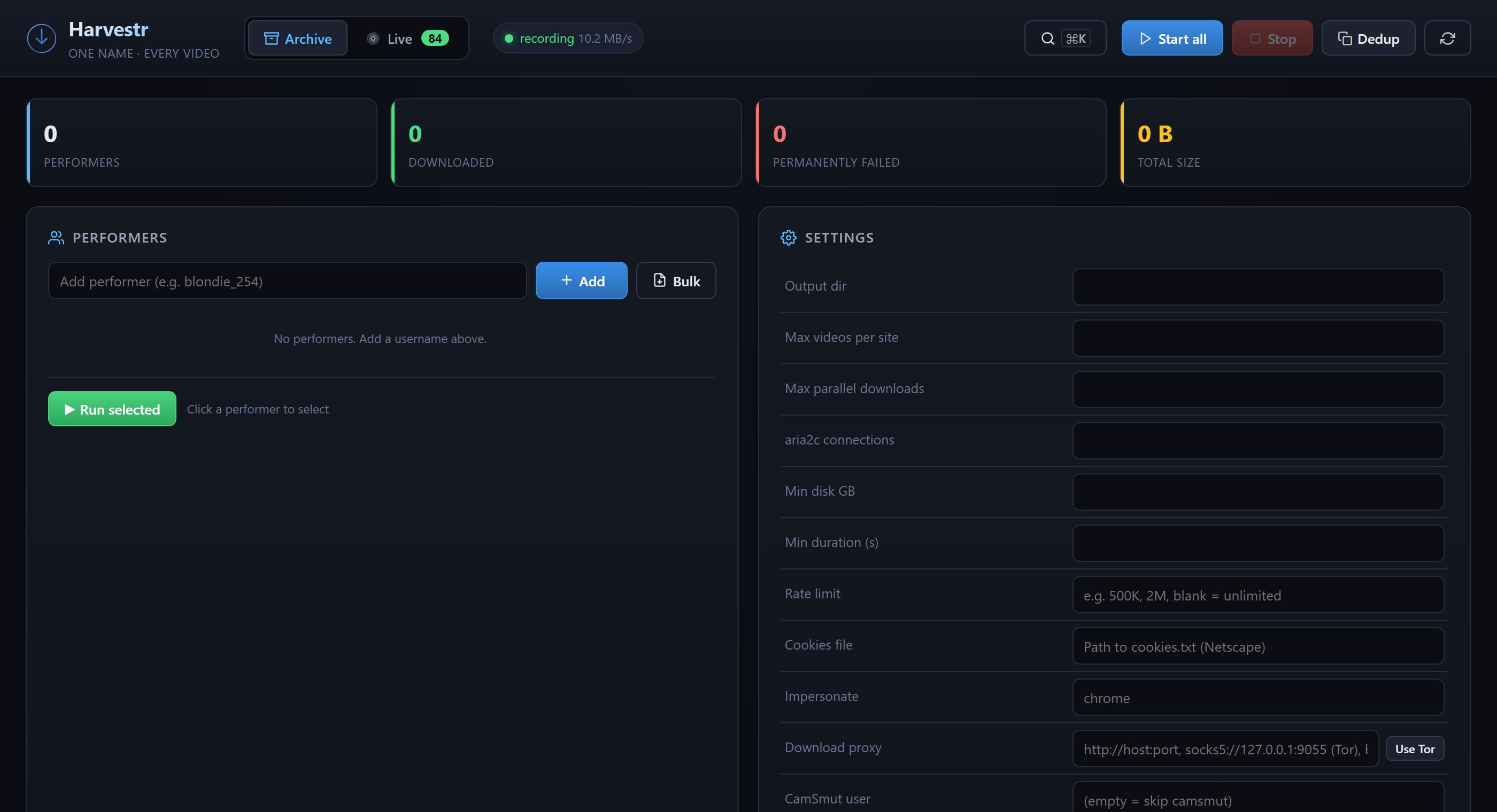 Archive tab