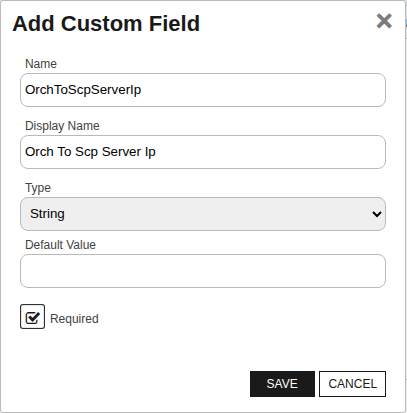ThunderMgmt Custom Field - OrchToScpServerIp