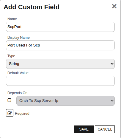 ThunderMgmt Custom Field - ScpPort