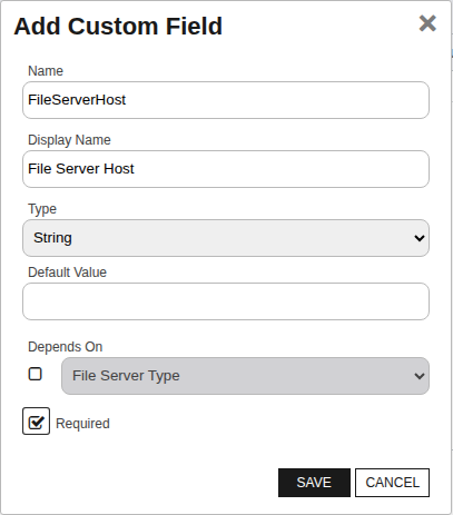 Aruba Custom Field - FileServerHost