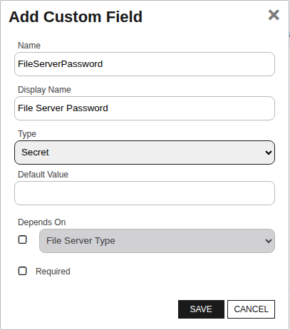Aruba Custom Field - FileServerPassword