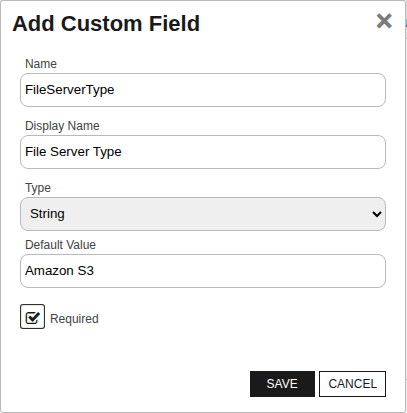Aruba Custom Field - FileServerType