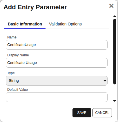 BoschIPCamera Entry Parameter - CertificateUsage