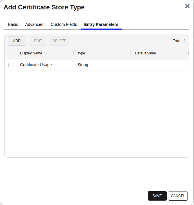 BoschIPCamera Entry Parameters Tab