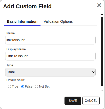 CitrixAdc Custom Field - linkToIssuer