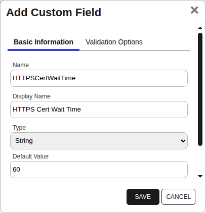 HPiLO Custom Field - HTTPSCertWaitTime