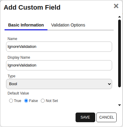 HPiLO Custom Field - IgnoreValidation