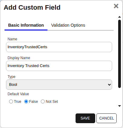 PaloAlto Custom Field - InventoryTrustedCerts