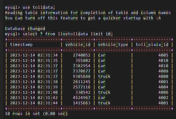 Data stream to Database (MySQL)