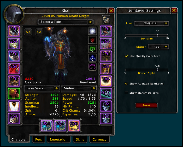 GitHub - KhalGH/ItemLevel-WotLK: WoW 3.3.5a Addon · GitHub