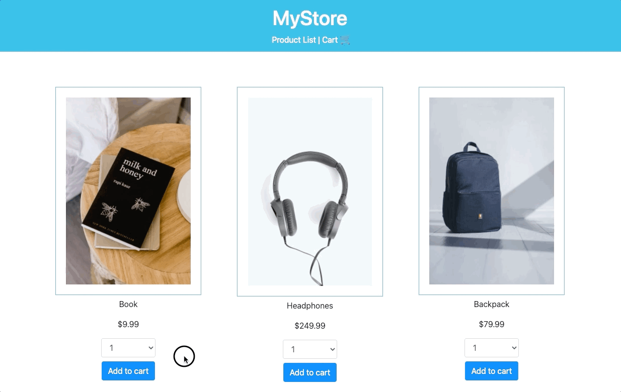 MyStore shopping flow