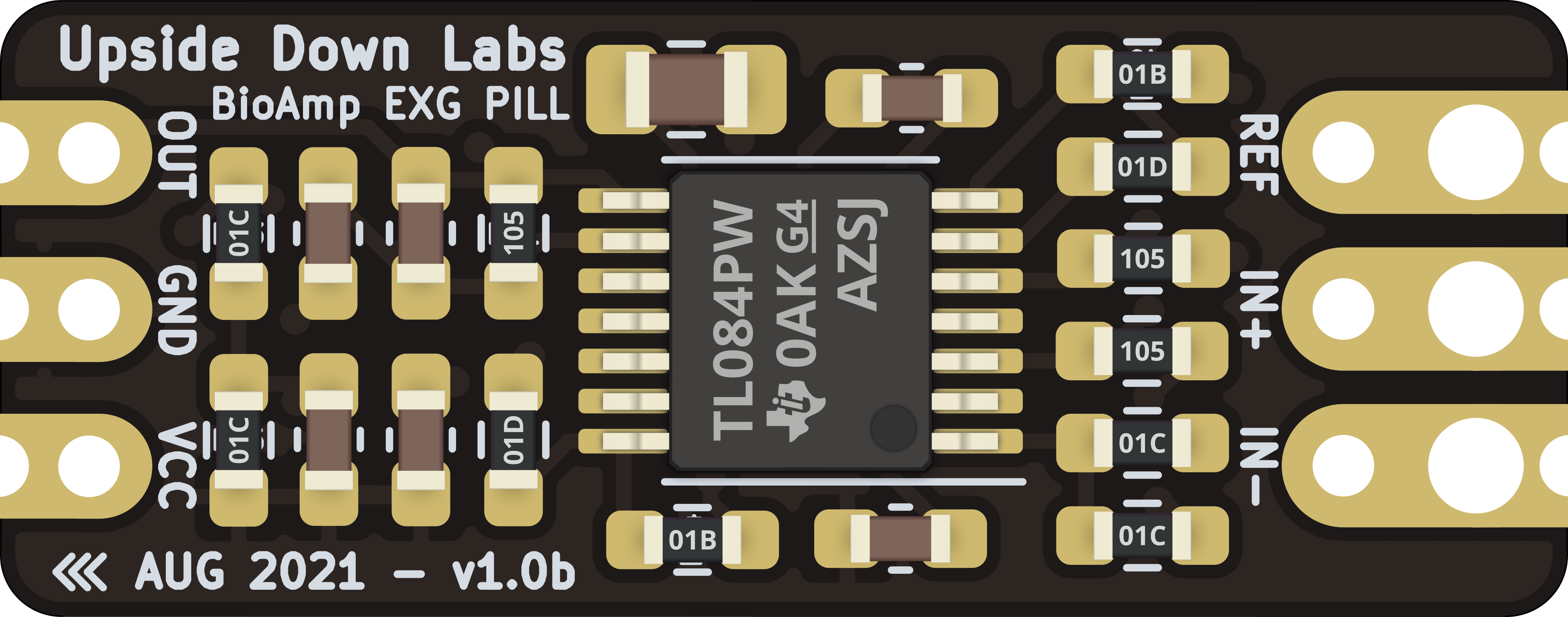 Upside Down Labs BioAmp EXG Pill front annotated