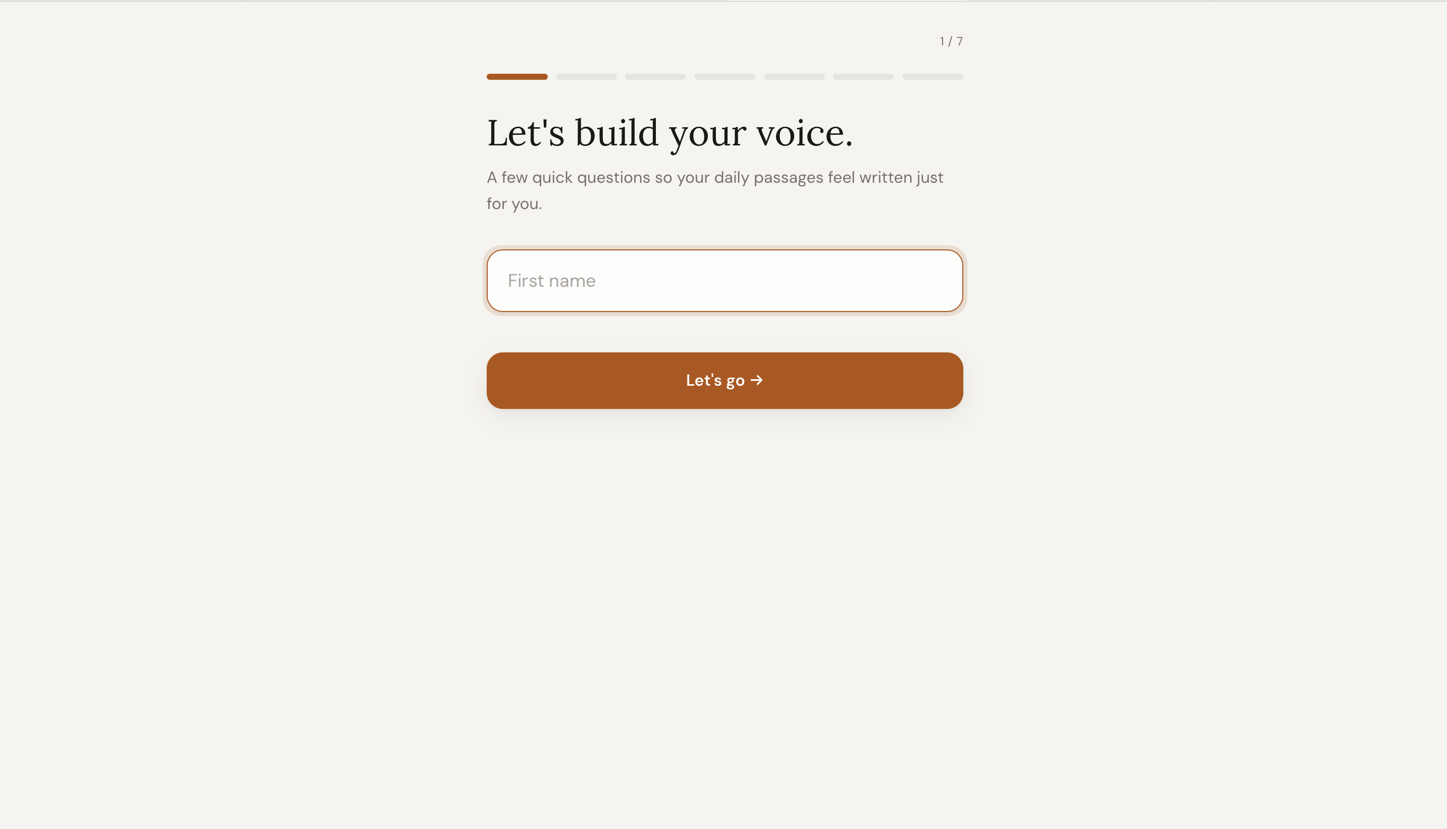 Articulate onboarding screen for personalising speech practice