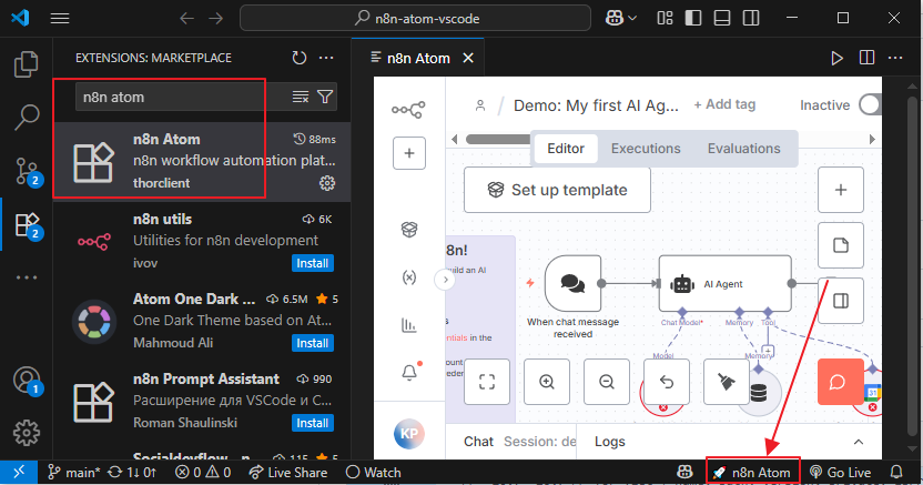 n8n Atom VS Code Extension