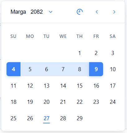 Angular Range Date Picker