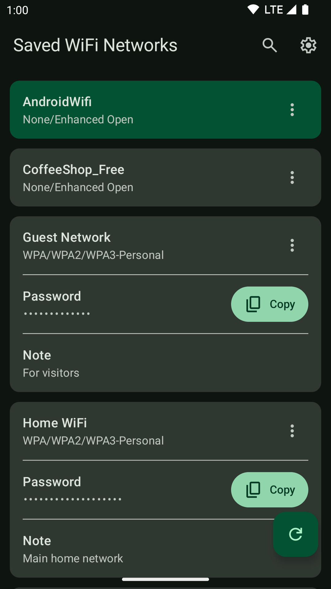 List screen