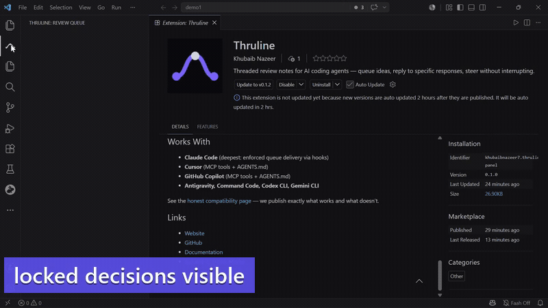 Thruline VS Code panel demo