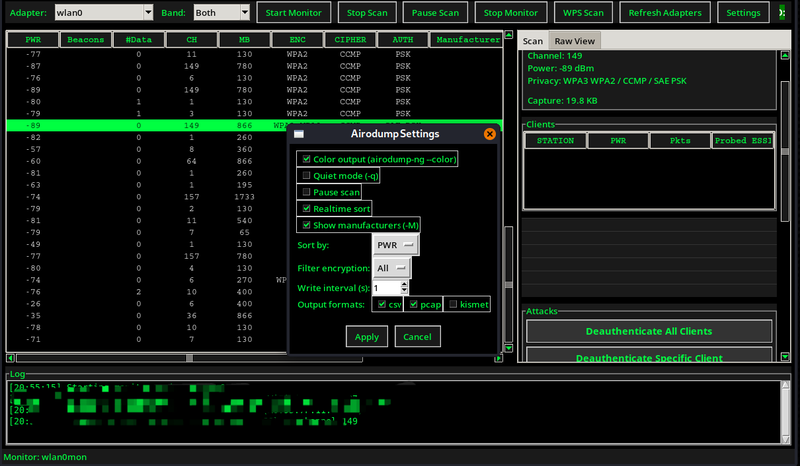 Airodump Settings