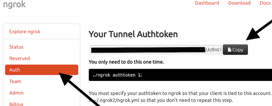 Ngrok settings where to find auth token