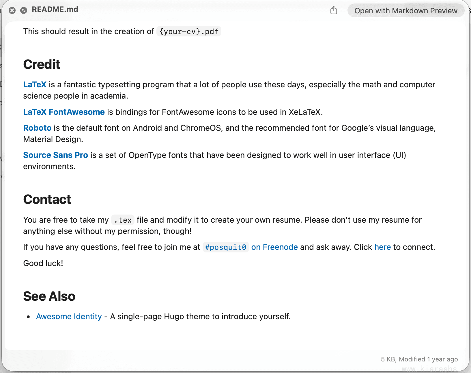 Looq rendering a Markdown file in Quick Look