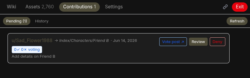 Pending contributions, moderator side