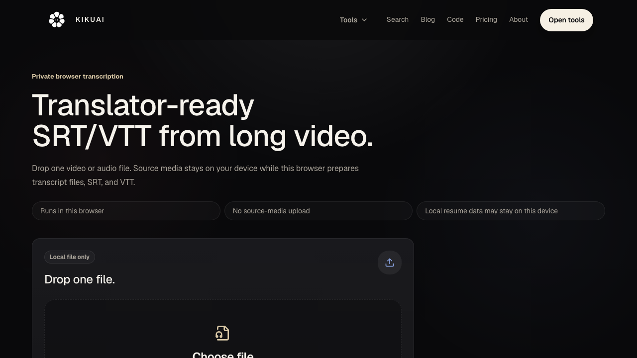 Long Video Transcriber browser interface