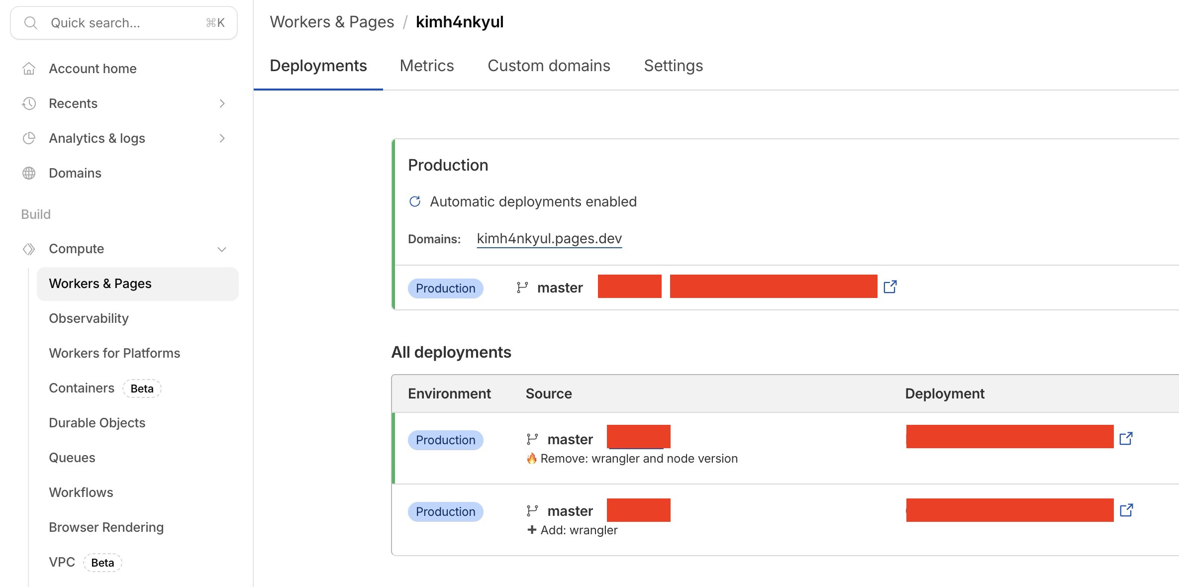 cloudflare dashboard after pages deploy