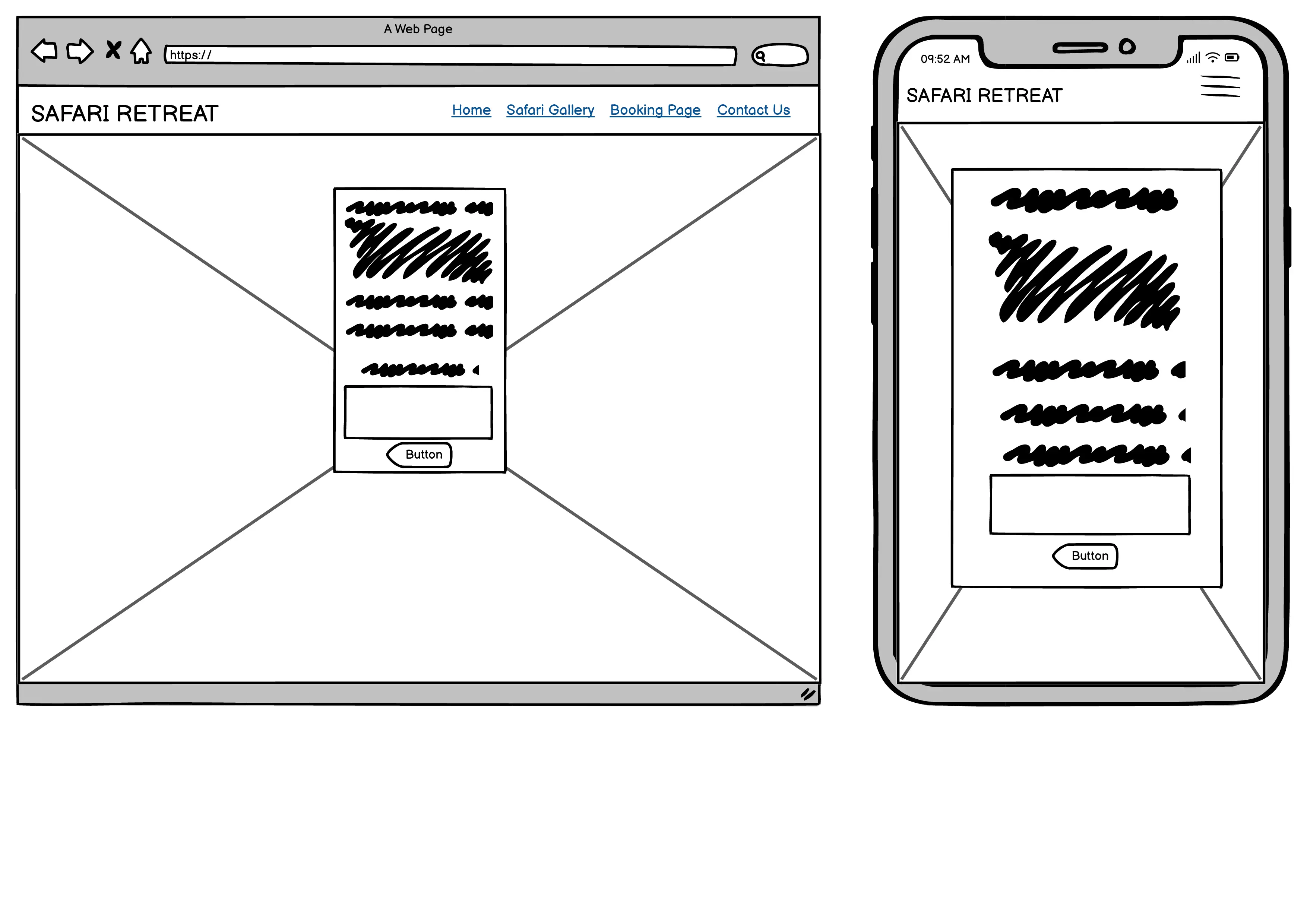 Contact Us page made in wireframes