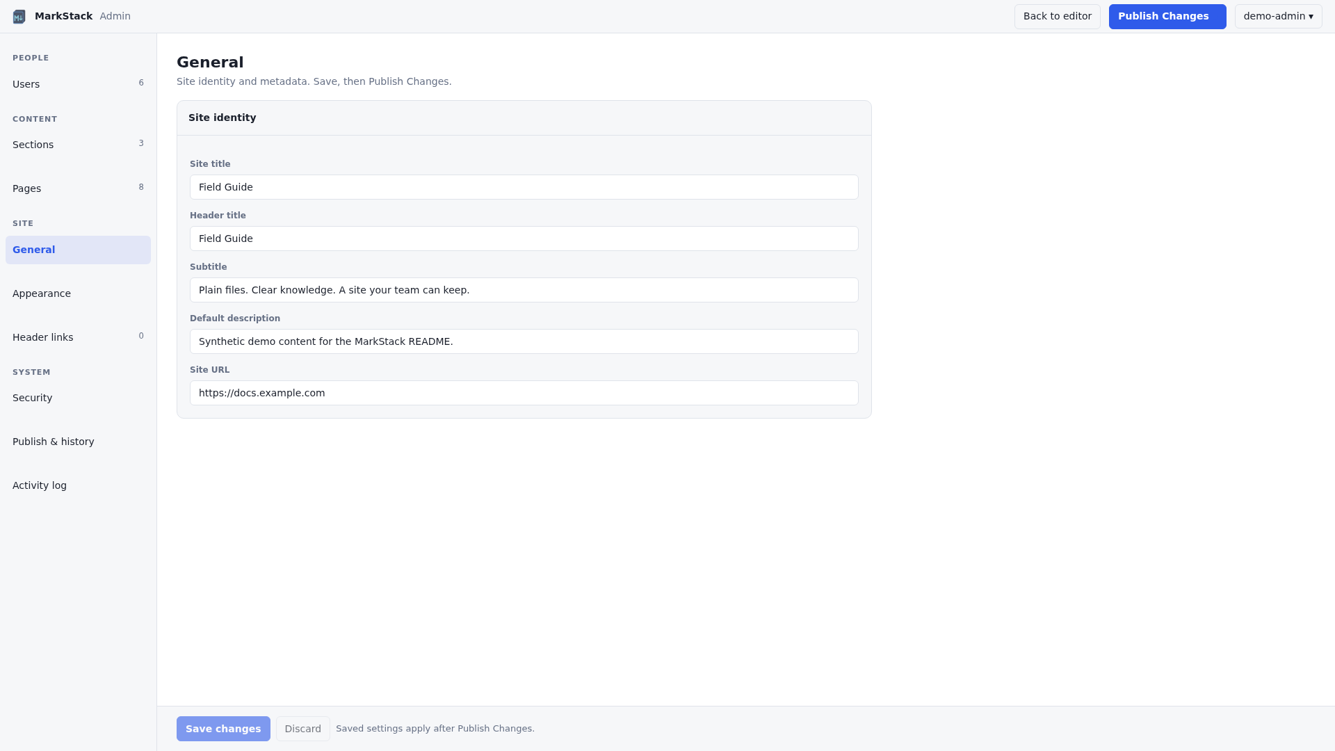 General settings