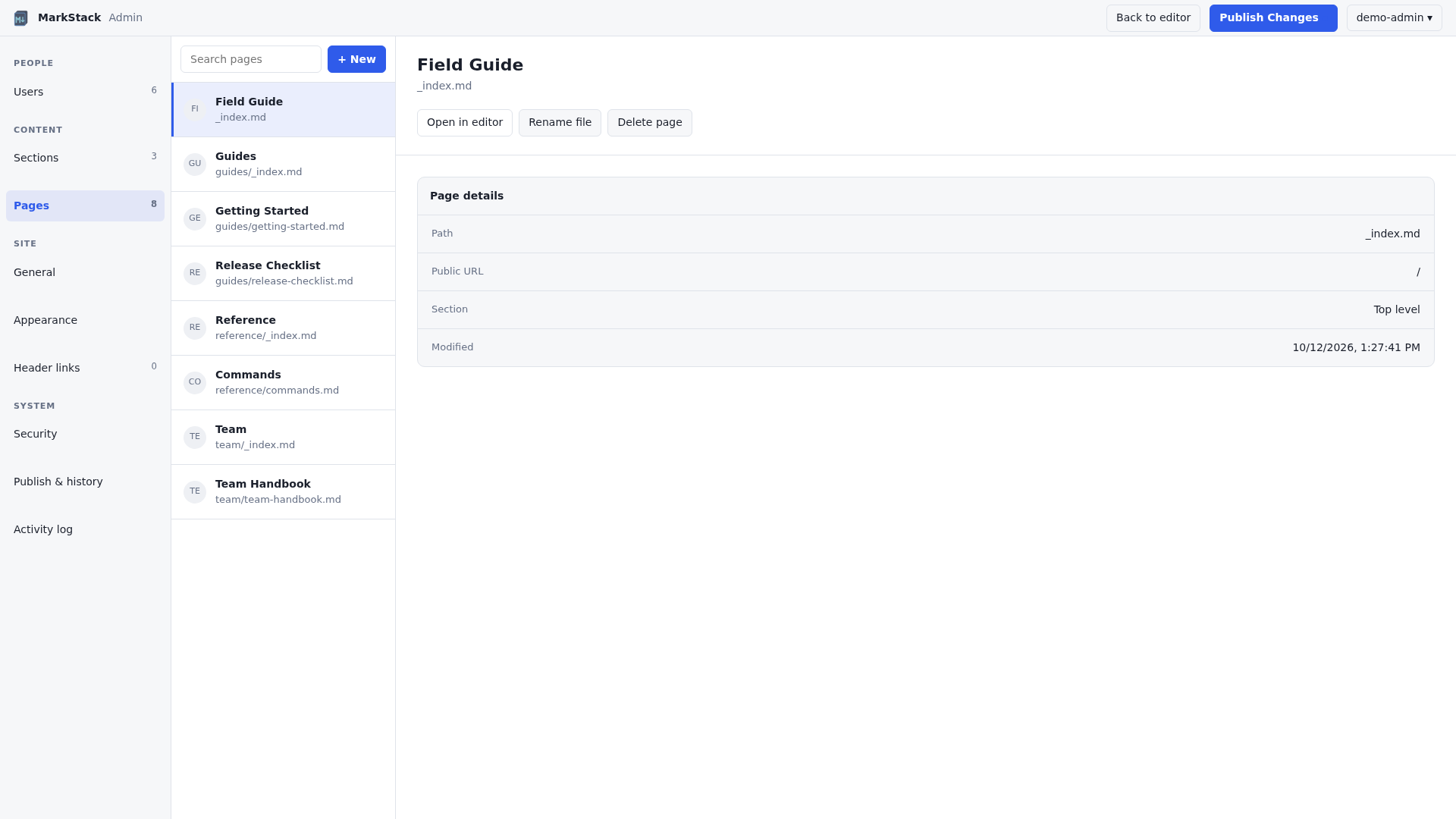 Saved-page catalog