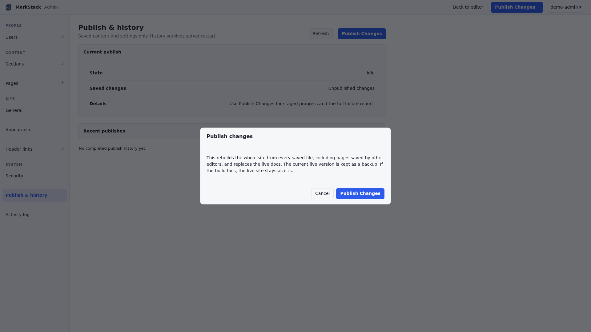 Publish confirmation