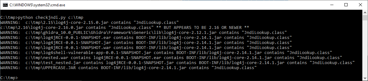checkjndi.py execution on c:\